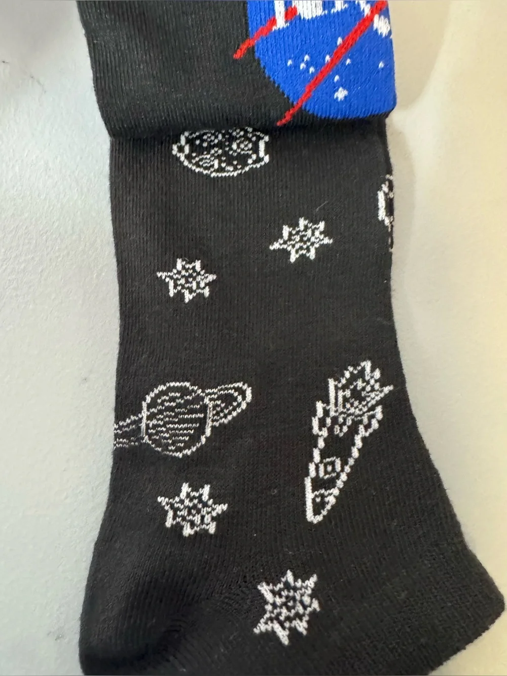 NASA Space Series Men’s Crew Socks - Black & Blue (2 Pack) Galaxy stars moon